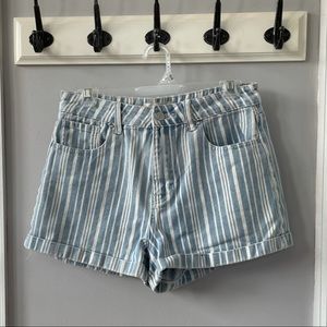 vertical stripe mom shorts